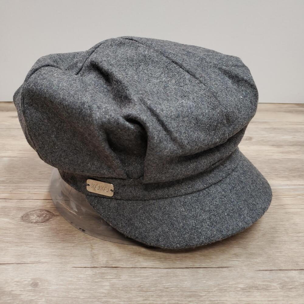 XOXO Hat Newsboy Fitted Womens Gray Wool Blend Lined Baker Boy Cabbie Cadet